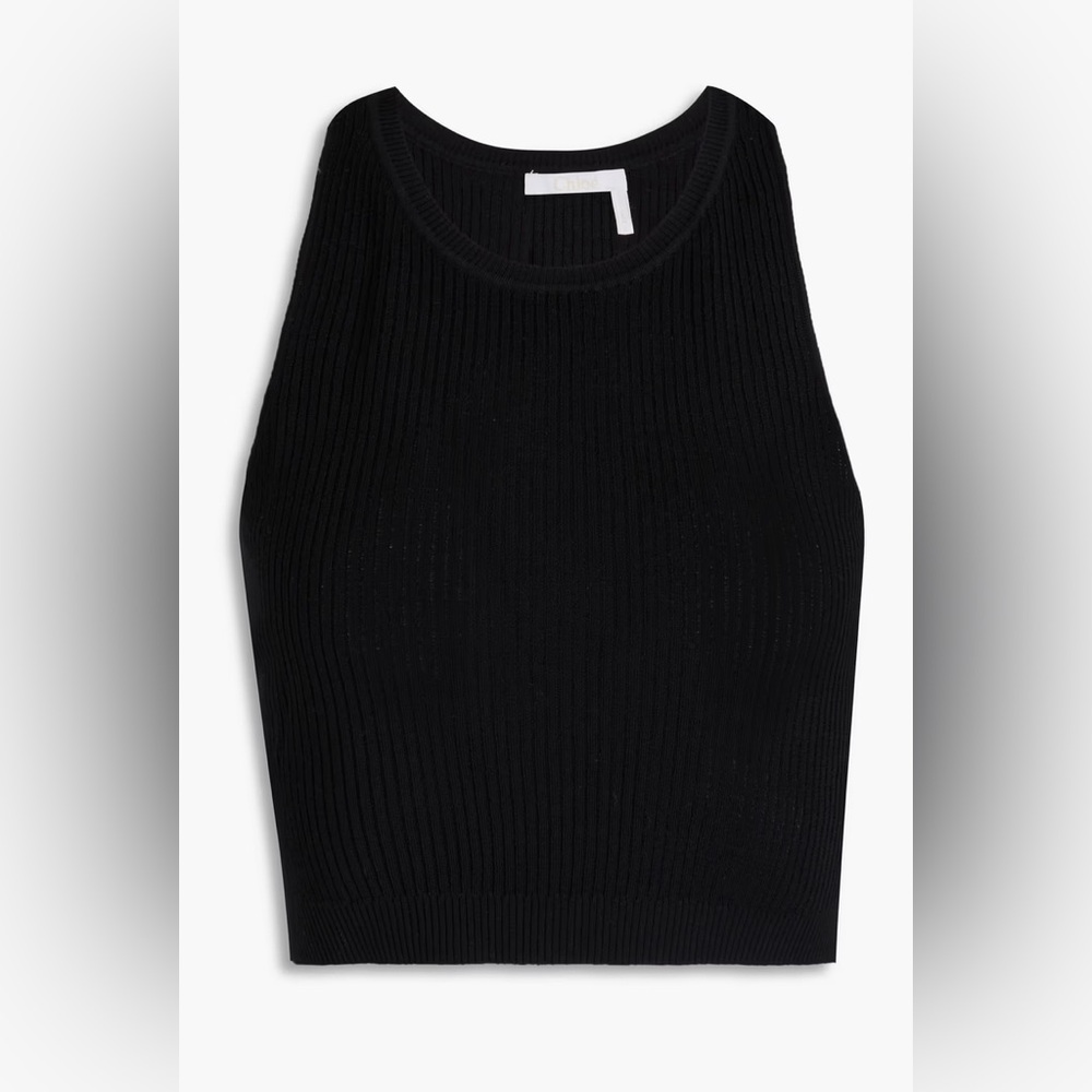 CHLOÉ Cropped Cutout Ribbed Wool Tank Size Large (US Size 8) Retail $605 - Picture 3 of 5